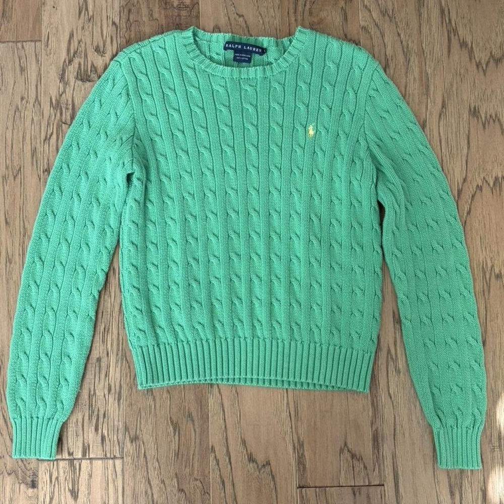 Ralph Lauren Mint Green Cable Knit Sweater
